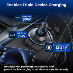 3 in 1 Starlink Mini Cigarette Lighter Adapter