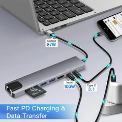 TYPE-C TO HDMI 8 IN 1 MULTIPORT 3.0 HUB