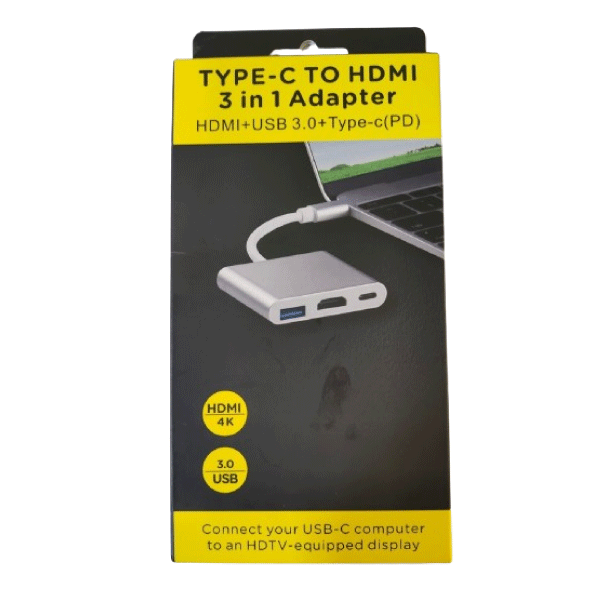TYPE-C TO HDMI 3 IN 1 MULTIPORT 3.0 HUB