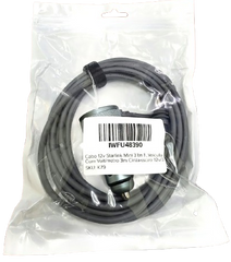 A coiled gray cable inside a clear plastic retail bag with a white barcode label reading INFU48390.